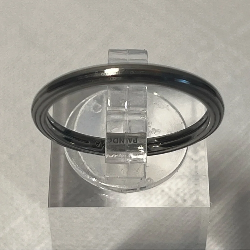 PANDORA Gunmetal Ring Band. Stackable. Size 56 or 7.5. Stamped. - Picture 3 of 7